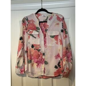 Calvin Klein Tunic Blouse Pink Floral - Women's Size S